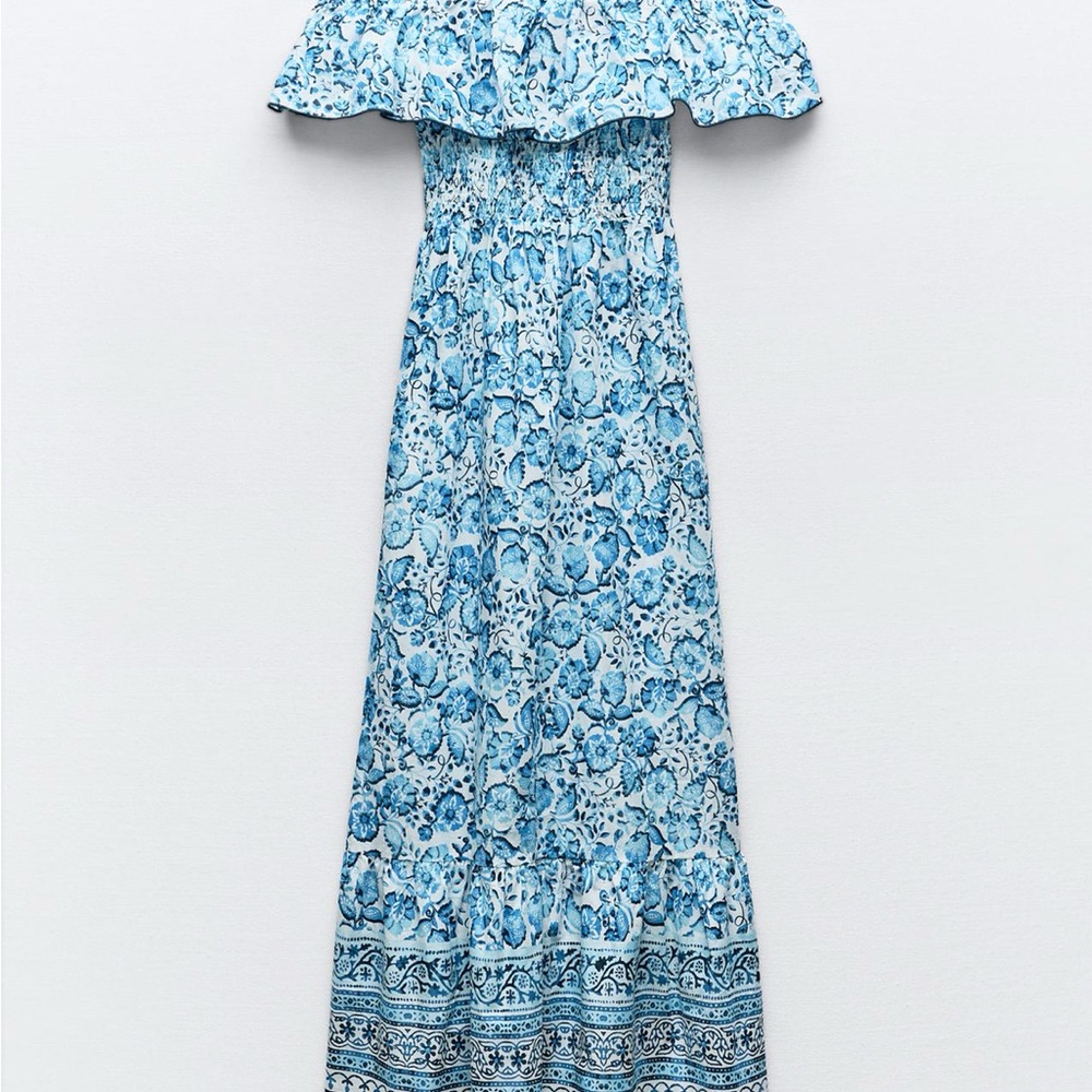 Zara Blue Floral Midi Dress